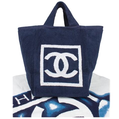 chanel hand towels|Chanel beach bag with towel.